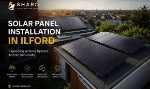 Shard Solar residential solar panel installation across two roofs in Ilford, London